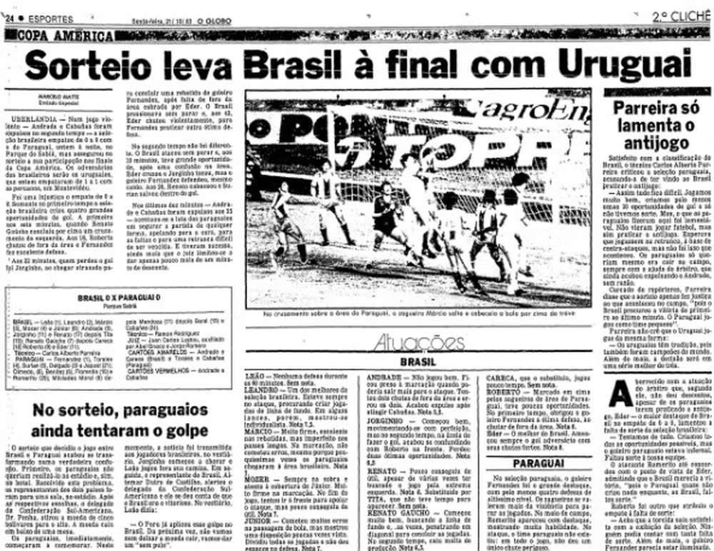 Cara ou Coroa: A Decisão Inusitada que Marcou a Semifinal da Copa América de 1983 e a História do Futebol Brasileiro