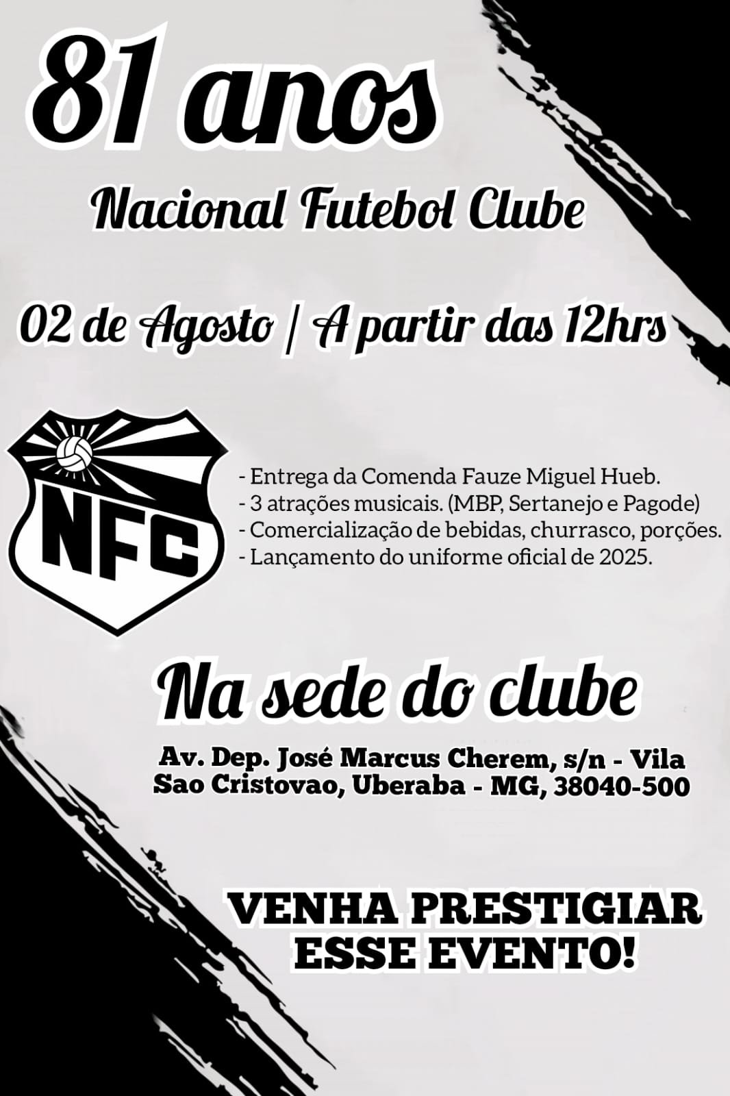 Nacional Futebol Clube Celebra 81 Anos com Evento Especial e Novidades para 2025