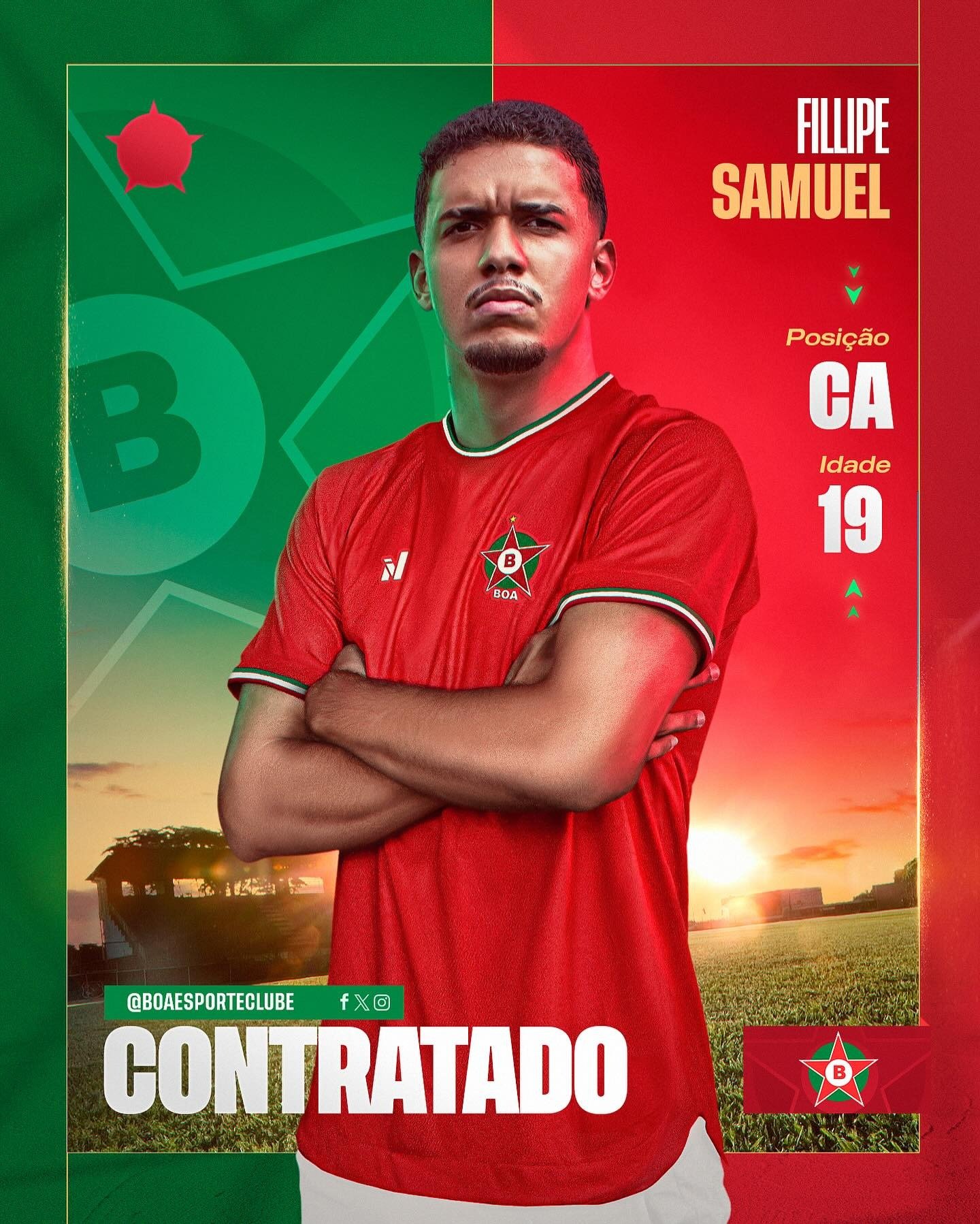 Boa Esportes anuncia contratação de Fillipe Samuel, novo centroavante do time para a temporada 2025