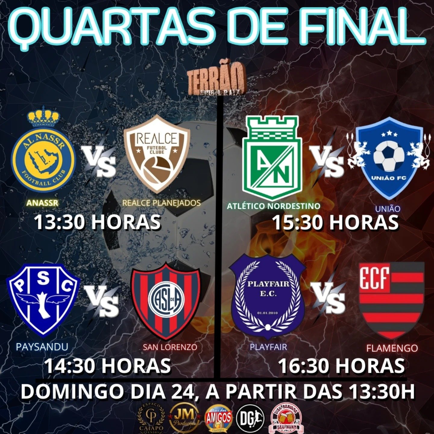 Quartas de Final do Campeonato Terrão Edição Especial: oito clubes brigam por quatro vagas na semifinal