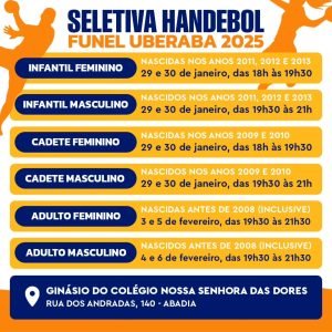 FUNEL de Uberaba promove seletiva para equipes de handebol