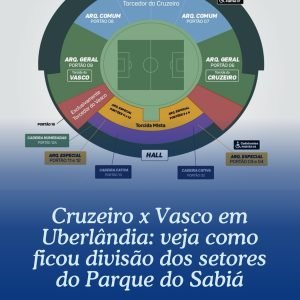 Cruzeiro x Vasco em Uberlândia. Definido divisão de torcidas