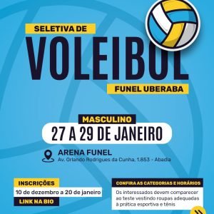 Jovens atletas têm oportunidade em seletiva masculina de voleibol da Funel