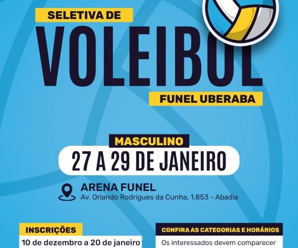 Jovens atletas têm oportunidade em seletiva masculina de voleibol da Funel
