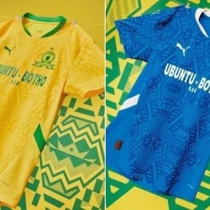 A equipe do Mamelodi sundowns da África do Sul, adotou as cores da Seleção Brasileira no uniforme - Foto: Duvulgação/Mamelodi Soundowns