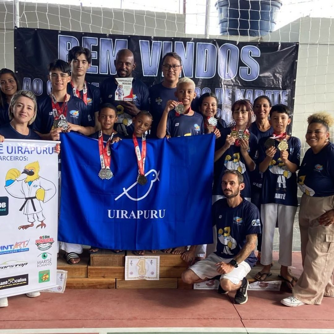 Atletas do Uirapuru na 2ª Etapa do Campeonato Mineiro de Karatê Inter Estilos 2025, em Brás Pires - Foto: Divulgação
