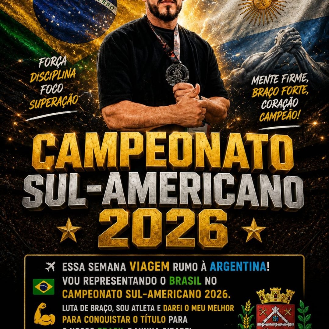 Atleta de Luta de Braço Ismael destaca parceiro e se prepara para o Sul-Americano 2026