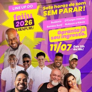 Feijoada Imperdível no Uirapuru: atrações nacionais e locais animam tarde de sábado com open bar e open food