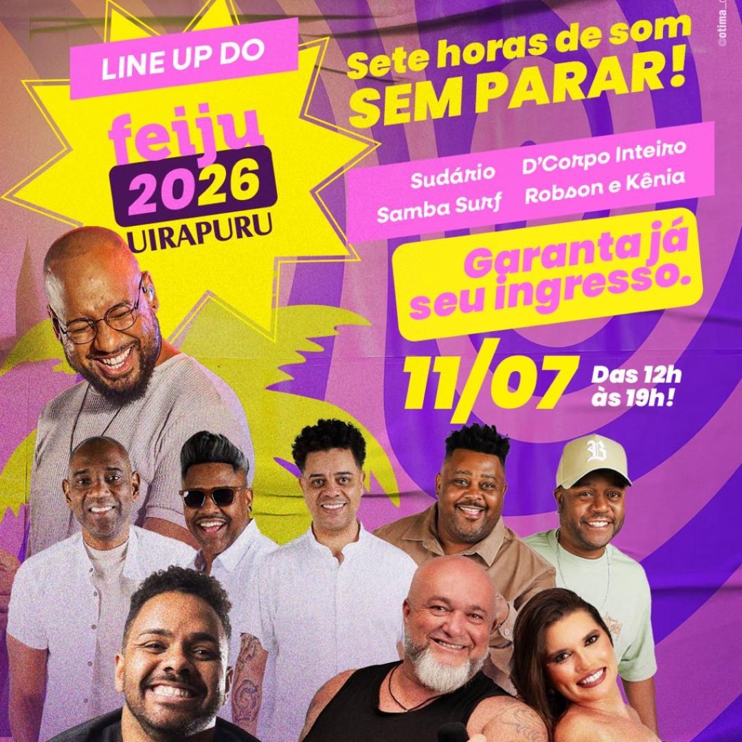 Feijoada Imperdível no Uirapuru: atrações nacionais e locais animam tarde de sábado com open bar e open food