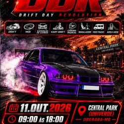 Drift Day Revolution acelera o automobilismo em Uberaba no dia 11 de outubro