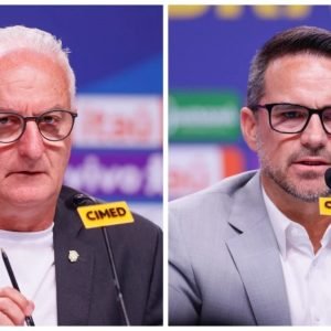Dorival Jr e Rodrigo Caetano se reunem com o Presidente da CBF, Ednaldo Rodrigues - Fotos: Marcelo Rizo e Ricardo Magatti, do Estadão