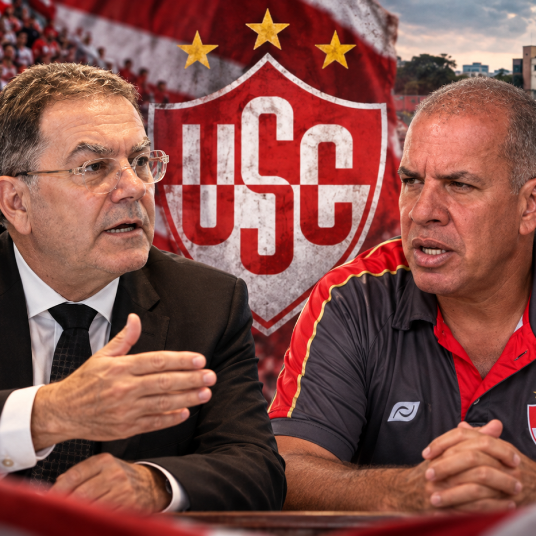 Públio Emílio Rocha e Rodrigo Alcino estão no centro das discussões sobre o futuro da SAF do Uberaba Sport Club. Arte: Sete nos Esportes.
