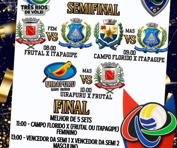 Semifinais da Copa Três Rios de Vôlei prometem duelos intensos e clima decisivo em Fronteira